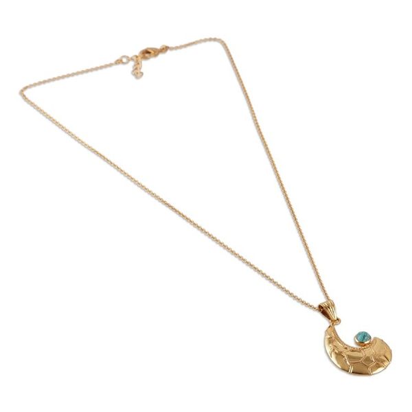 Alternate image for Semi-Abstract Recon Turquoise Brass Pendant Necklace Serene Charmer