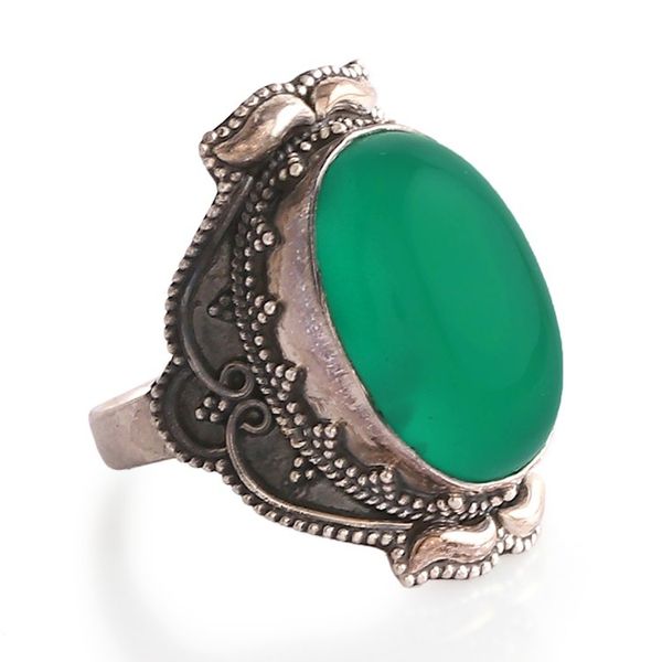 Alternate image for Polished and Oxidized Green Onyx Cocktail Ring from India Grand Green