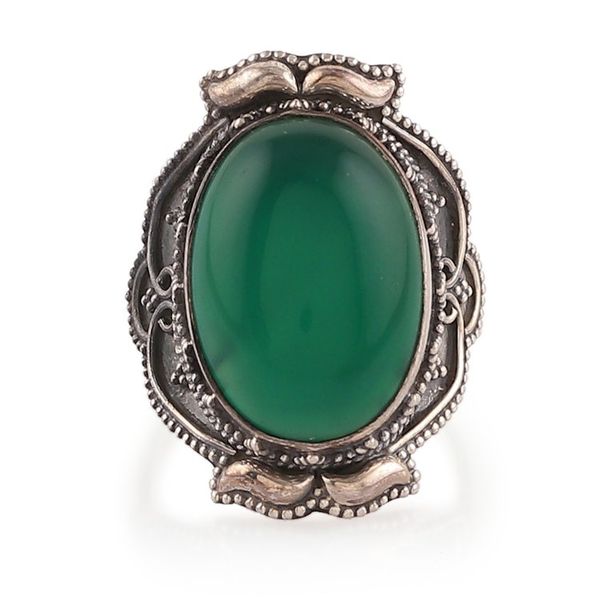 Alternate image for Polished and Oxidized Green Onyx Cocktail Ring from India Grand Green