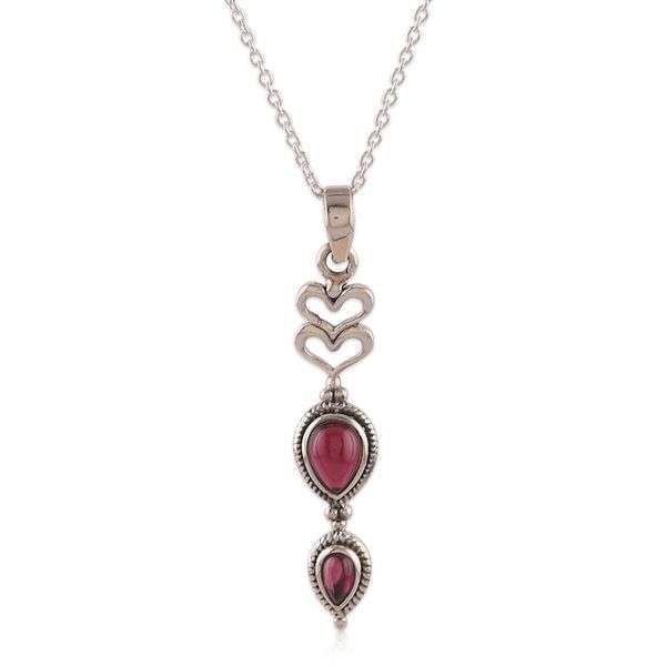 Alternate image for Romantic Natural Garnet Cabochon Heart Pendant Necklace Supreme Romance