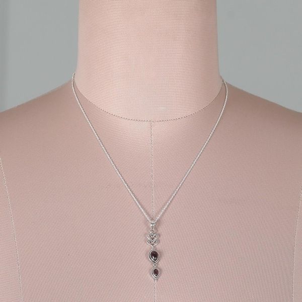Alternate image for Romantic Natural Garnet Cabochon Heart Pendant Necklace Supreme Romance