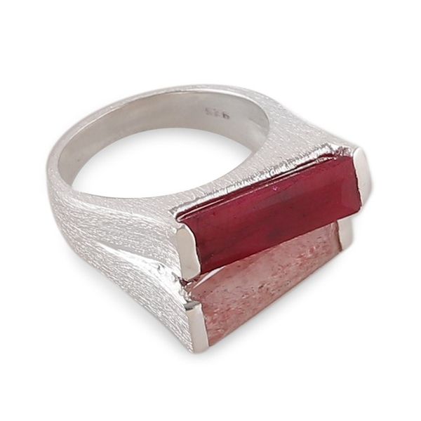 Alternate image for Minimalist-Inspired 1-Carat Ruby and Quartz Cocktail Ring Pink Dimensions