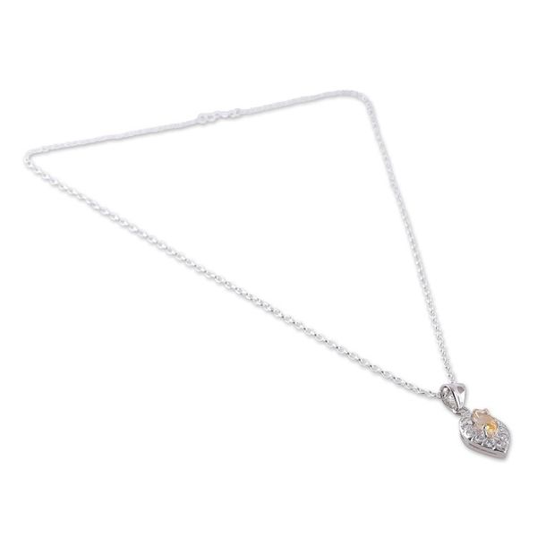 Alternate image for Leaf-Shaped Rhodium-Plated 1-Carat Citrine Pendant Necklace Leaf of Success