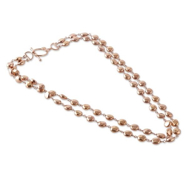 Alternate image for High-Polished 22k Rose Gold-Plated Link Strand Necklace Glorious Beans