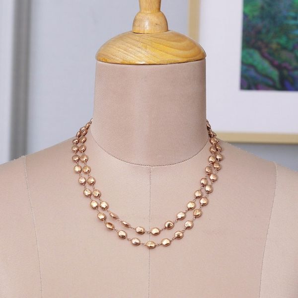 Alternate image for High-Polished 22k Rose Gold-Plated Link Strand Necklace Glorious Beans