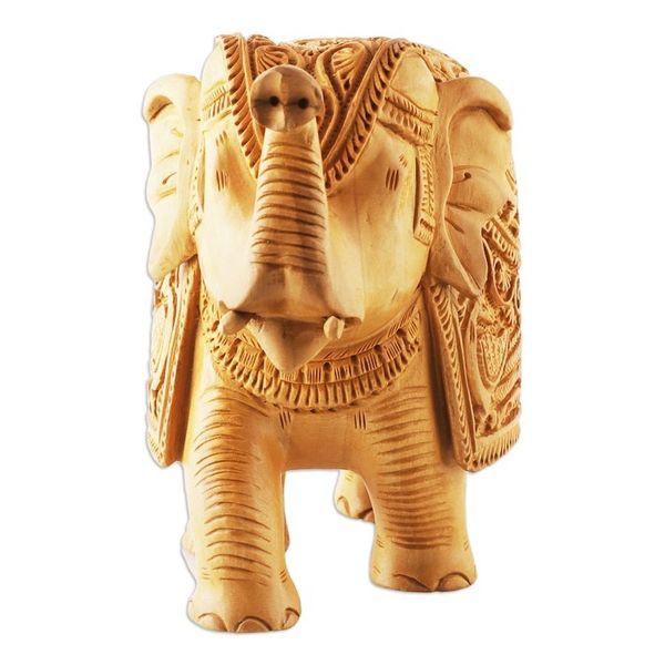 Alternate image for Traditional Regal Kadam Wood Elephant Sculpture from India Maharajas Majesty