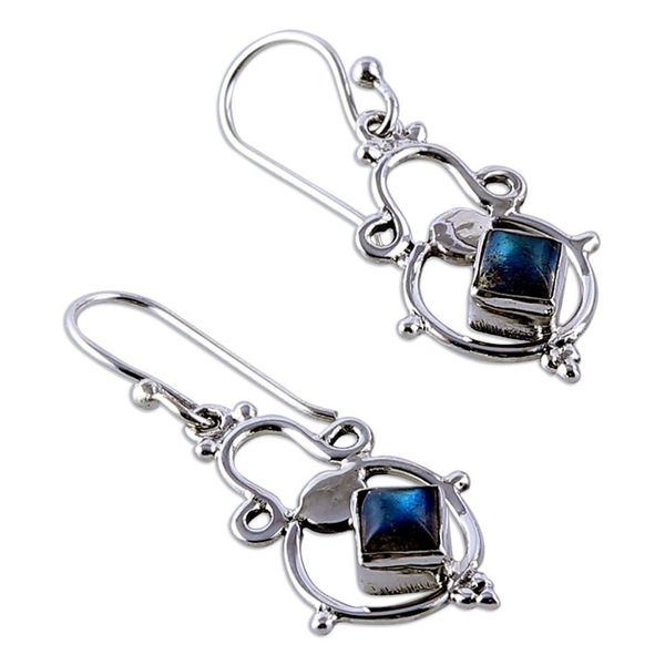 Alternate image for Fair Trade Indian-Made Classic Labradorite Dangle Earrings Dame of Mysticism
