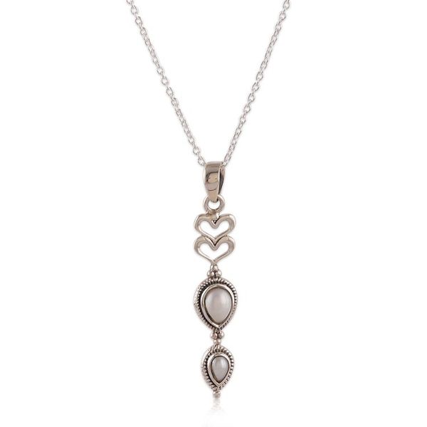 Alternate image for Classic Cream and Grey Cultured Pearl Heart Pendant Necklace Pearly Romance