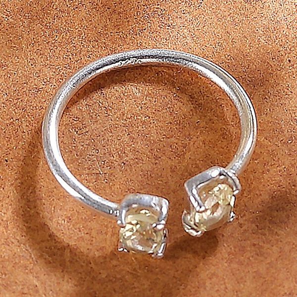 Alternate image for Sterling Silver Wrap Ring with Faceted Lemon Quartz Stones Twin Glow
