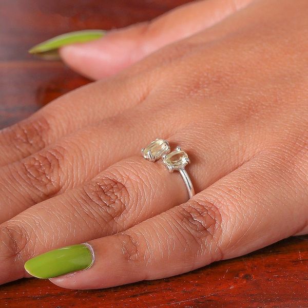 Alternate image for Sterling Silver Wrap Ring with Faceted Lemon Quartz Stones Twin Glow