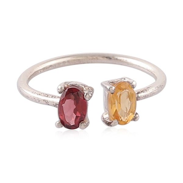 Alternate image for Modern Garnet Citrine Sterling Silver Wrap Ring from India Twin Glam