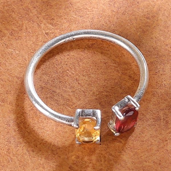 Alternate image for Modern Garnet Citrine Sterling Silver Wrap Ring from India Twin Glam
