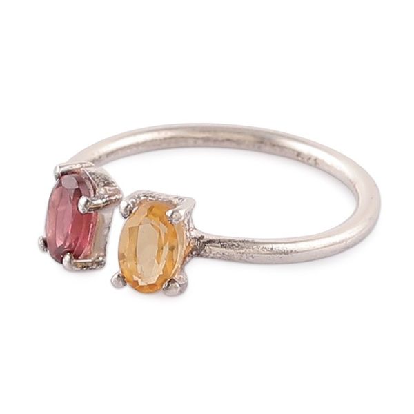 Alternate image for Modern Garnet Citrine Sterling Silver Wrap Ring from India Twin Glam