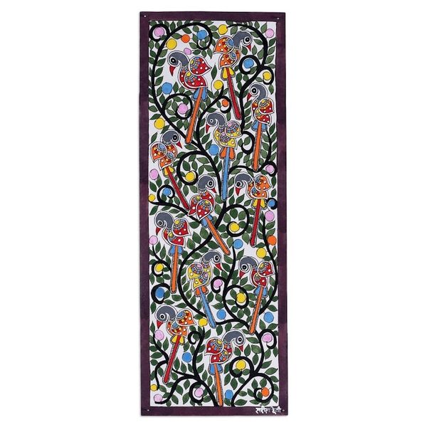 Alternate image for Artisan-Made Vegetable Dye Madhubani Painting of Peafowls Peafowls in Harmony
