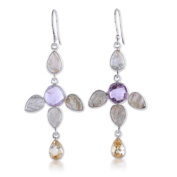 Alternate image for 8-Carat Multi-Gemstone Sterling Silver Dangle Earrings Celestial Drops