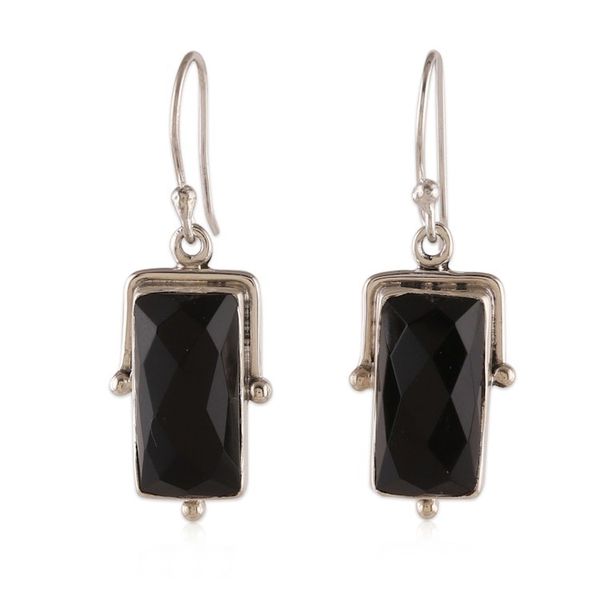 Alternate image for Traditional Sterling Silver and 8-Carat Onyx Dangle Earrings Power of Mystery
