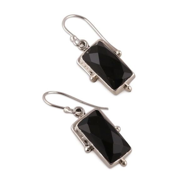 Alternate image for Traditional Sterling Silver and 8-Carat Onyx Dangle Earrings Power of Mystery