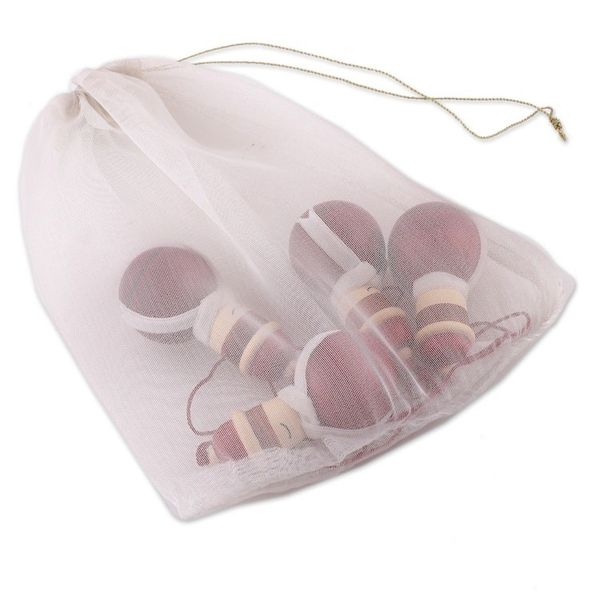 Alternate image for Santa-Themed 4-Piece Painted Pala Indigo Wood Ornament Set Santa Gathering