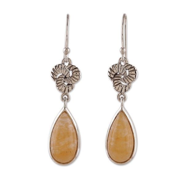 Alternate image for Aventurine and Silver Dangle Earrings with Infinity Motif Sunlit Drops