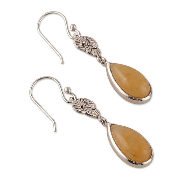 Alternate image for Aventurine and Silver Dangle Earrings with Infinity Motif Sunlit Drops