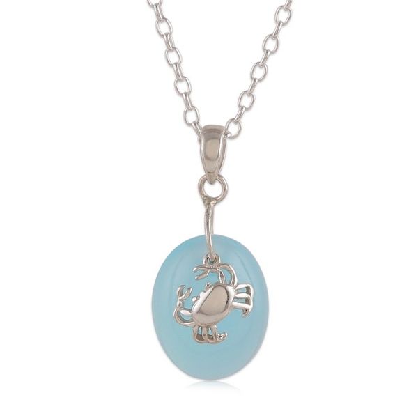 Alternate image for Crab-Themed Chalcedony and Sterling Silver Pendant Necklace Harmonious Tides