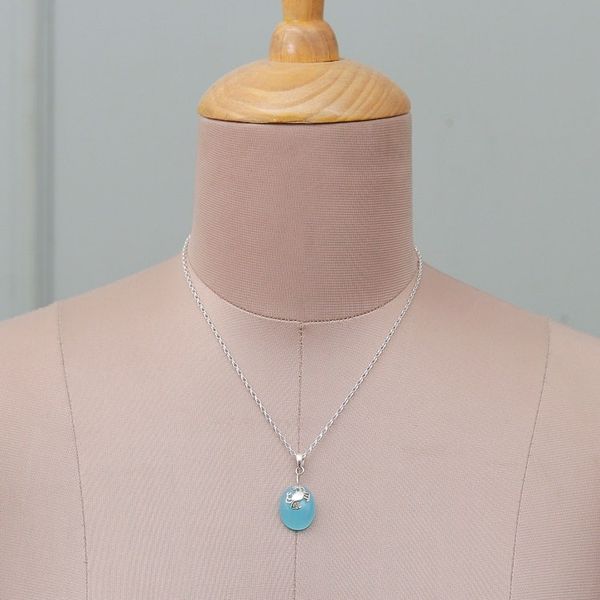 Alternate image for Crab-Themed Chalcedony and Sterling Silver Pendant Necklace Harmonious Tides