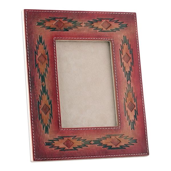 Alternate image for Star-Patterned Red and Flamingo Leather Photo Frame 4x6 Starry Instant