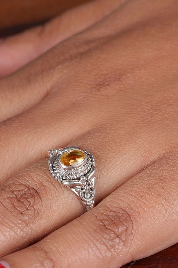 Alternate image for One-Carat Oval Citrine and Sterling Silver Cocktail Ring Prosperous Traditions