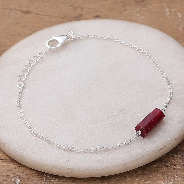 Alternate image for Indian-Made Modern Ruby and Sterling Silver Pendant Bracelet Ruby Allure