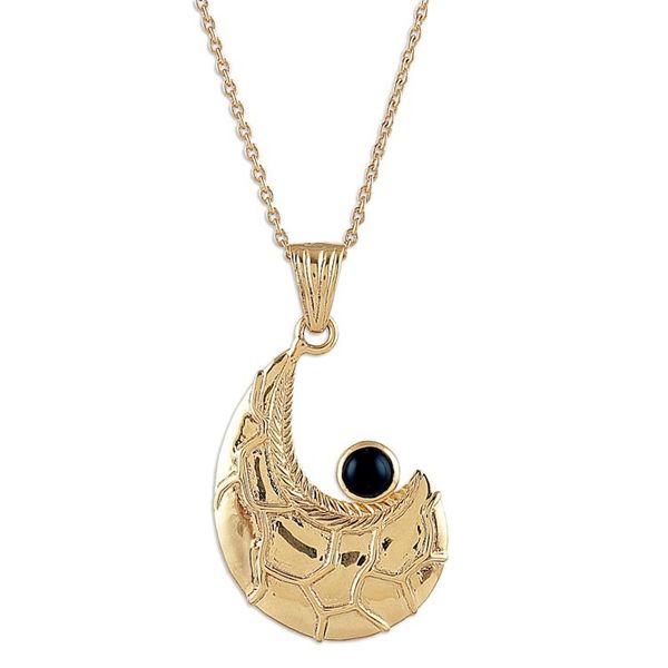 Alternate image for Semi-Abstract Black Onyx Brass Pendant Necklace Enigmatic Charmer