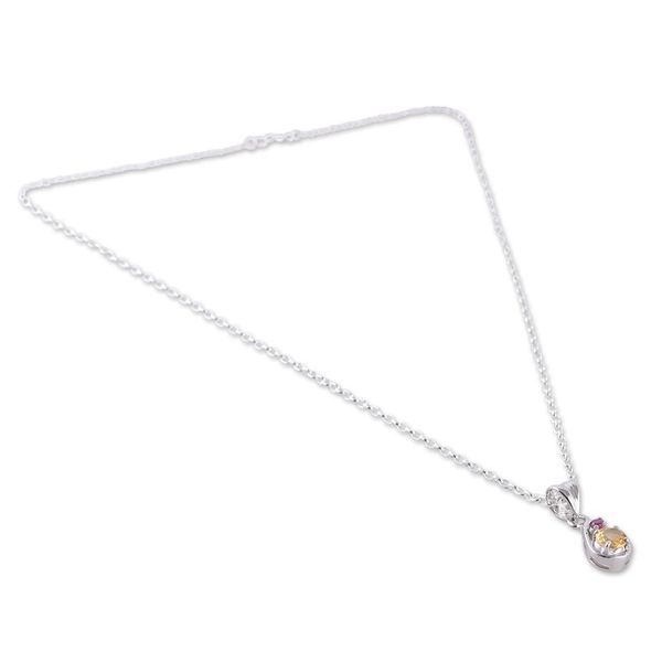 Alternate image for Faceted Round Citrine and Ruby Pendant Necklace from India Successful Caprice