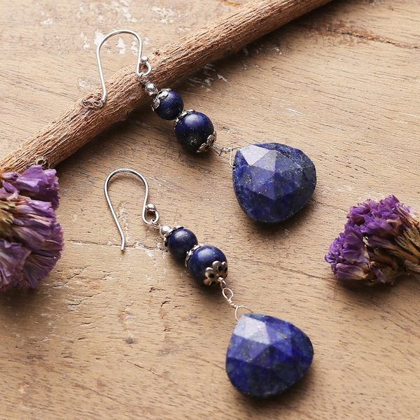 Alternate image for Sterling Silver and Lapis Lazuli Dangle Earrings from India Blue Liaison