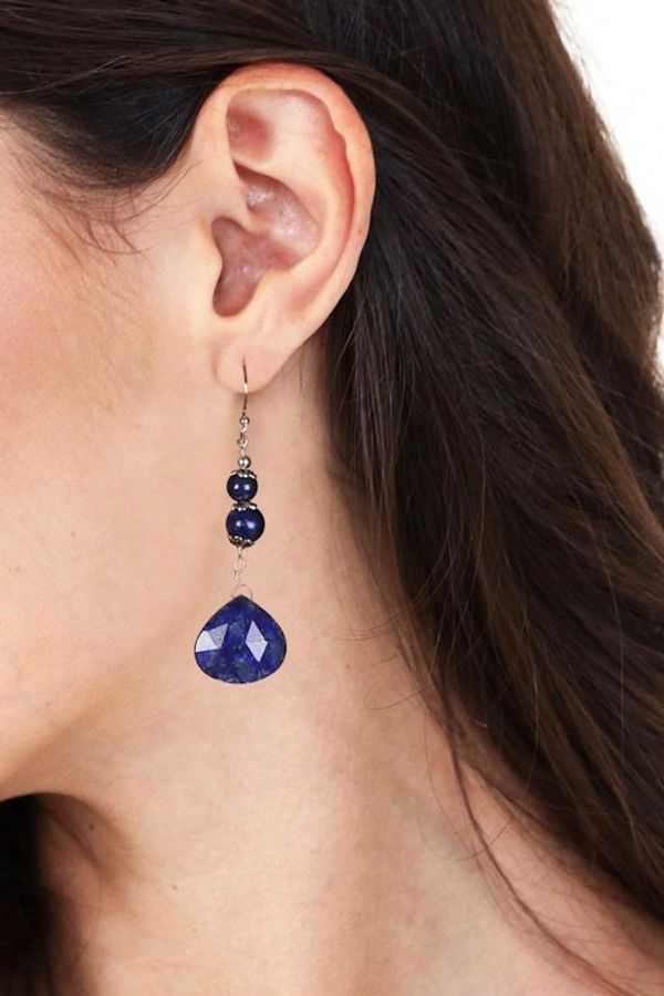 Alternate image for Sterling Silver and Lapis Lazuli Dangle Earrings from India Blue Liaison