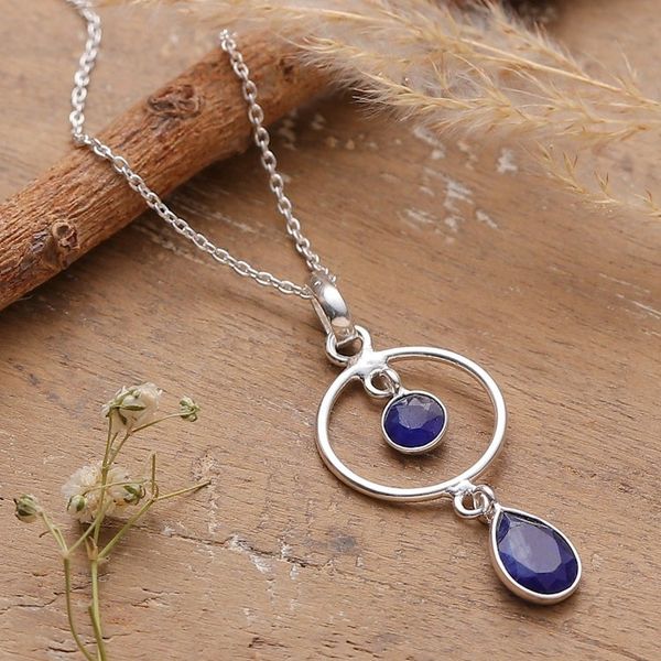 Alternate image for Avant-Garde Faceted 1-Carat Blue Quartz Pendant Necklace Elysian Blue