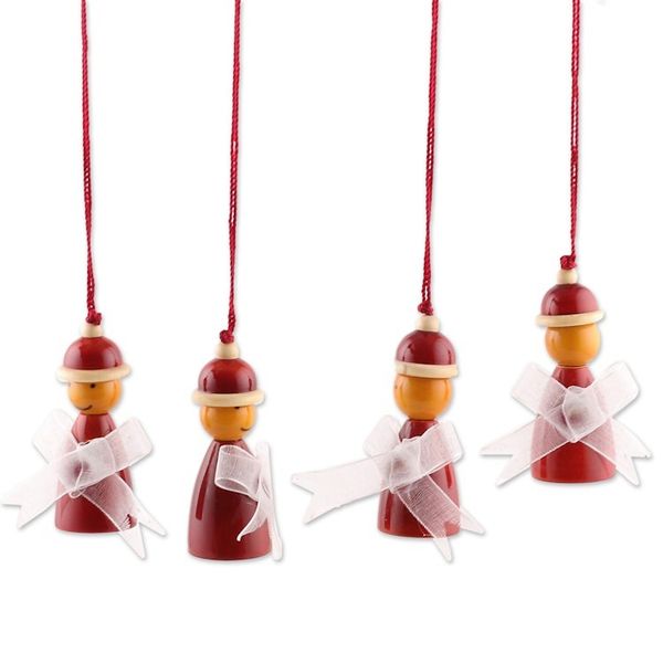 Alternate image for Fairy-Themed Set of 4 Pala Indigo Wood Channapatna Ornaments Gracious Fairy