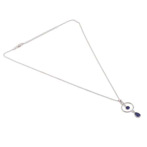 Alternate image for Avant-Garde Faceted 1-Carat Blue Quartz Pendant Necklace Elysian Blue