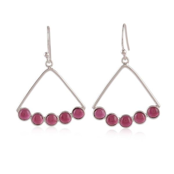 Alternate image for Modern Silver Dangle Earrings with Garnet Cluster Accents Fiery Clusters