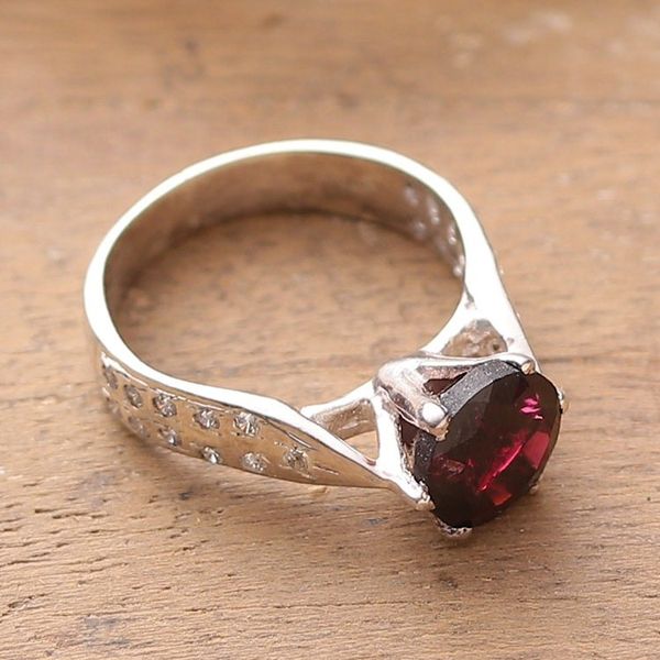 Alternate image for 2-Carat Garnet Solitaire Ring with Cubic Zirconia Jewels Passionate Glint