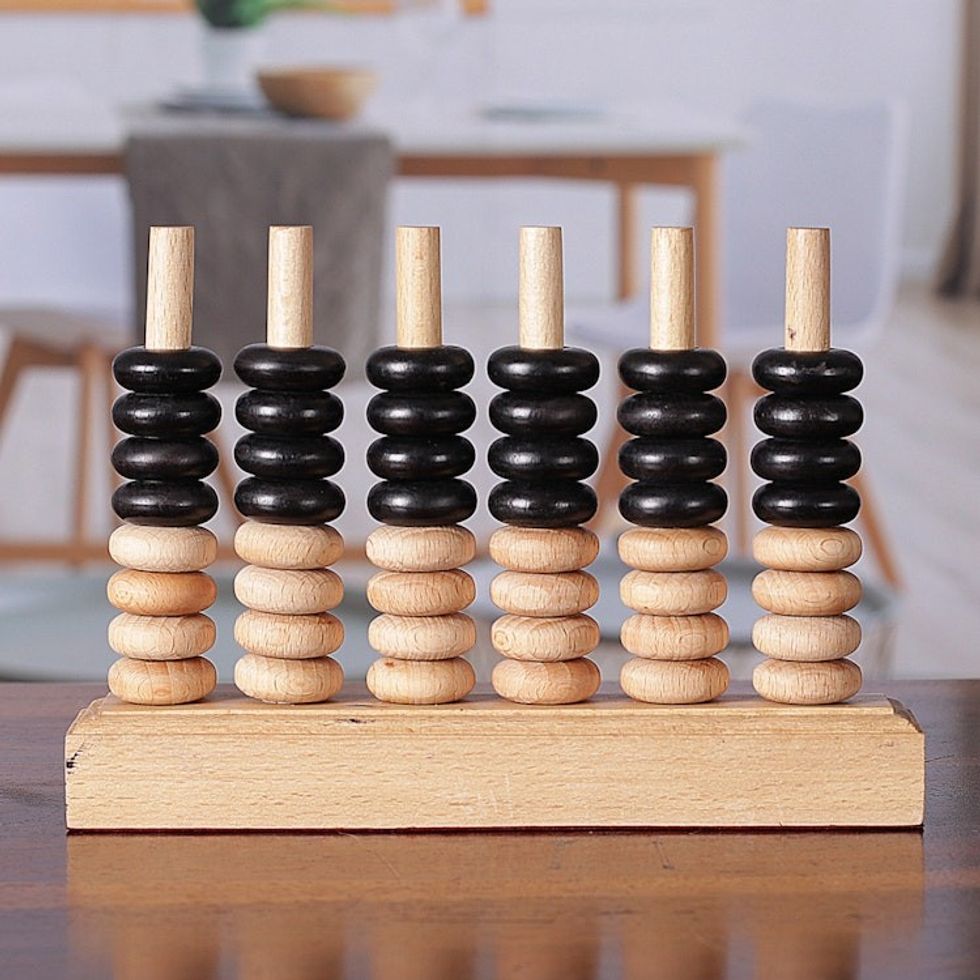 Hand-Carved Minimalist Steam Beech Wood Stacking Puzzle 'Vertical Victory'