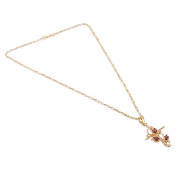 Alternate image for 1-Carat Garnet Cross Pendant Necklace with 22k Gold Plating Glory of the Crimson Trinity