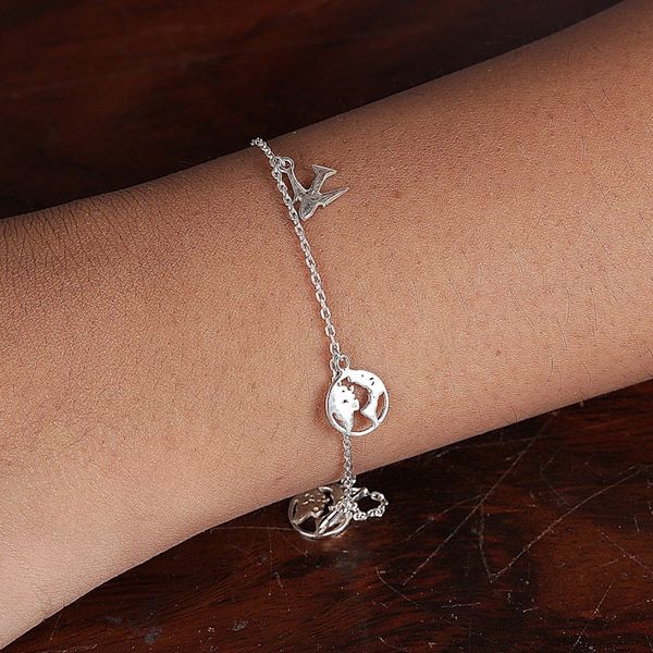 Alternate image for High-Polished Travel-Themed Sterling Silver Charm Bracelet Exotic Travel