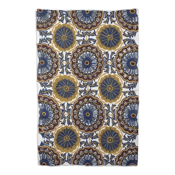 Alternate image for Chain-Stitched Wool Tapestry with Kashmir Floral Pattern Kashmir Utopia