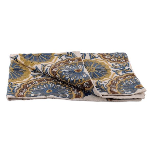 Alternate image for Chain-Stitched Wool Tapestry with Kashmir Floral Pattern Kashmir Utopia