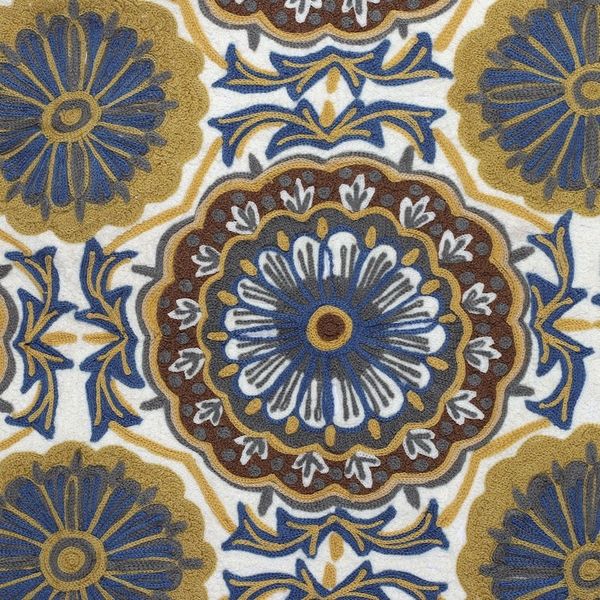 Alternate image for Chain-Stitched Wool Tapestry with Kashmir Floral Pattern Kashmir Utopia