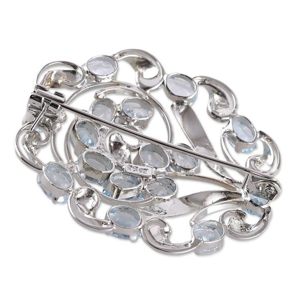Alternate image for Rhodium-Plated High-Polished 16-Carat Blue Topaz Brooch Pin Iridescent Wonder