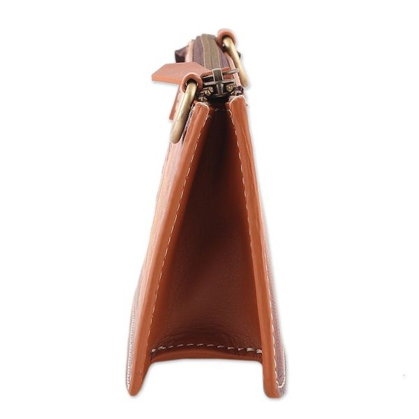 Alternate image for Hand-Tooled Floral Leather Sling Bag with Removable Strap Circle of Blossoms