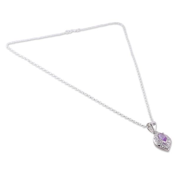 Alternate image for Leaf-Themed Rhodium-Plated 1-Carat Amethyst Pendant Necklace Leaf of Wisdom