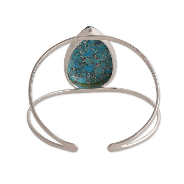 Alternate image for Ocean-Inspired Minimalist Composite Turquoise Cuff Bracelet Sea Teardrop