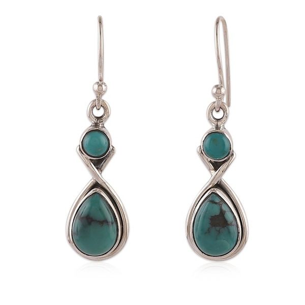 Alternate image for Infinity Symbol-Themed Recon Turquoise Stone Dangle Earrings Lagoons of Infinity