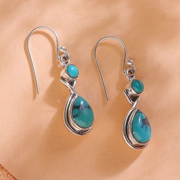 Alternate image for Infinity Symbol-Themed Recon Turquoise Stone Dangle Earrings Lagoons of Infinity